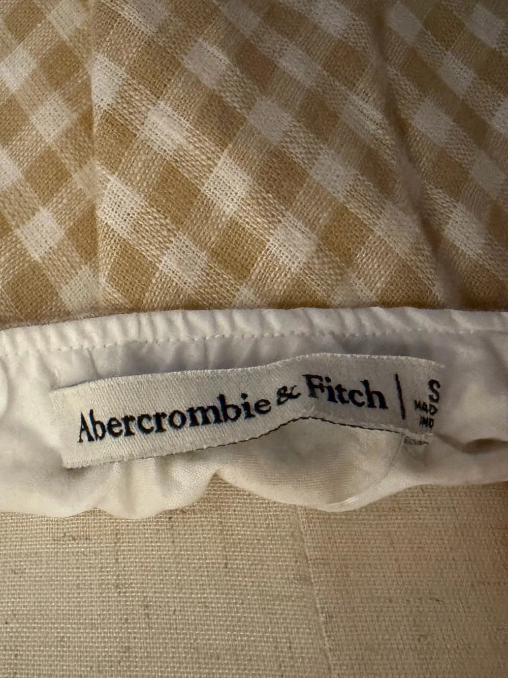 NWT Abercrombie & Fitch Beige Gingham Cutout Maxi Dress